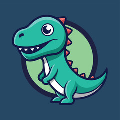 Poster - Cute cartoon dinosaur with vibrant colors and playful expression suitable for children's designs and educational materials