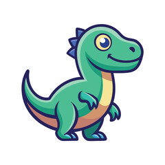 Poster - Cute cartoon dinosaur with vibrant colors and playful expression suitable for children's designs and educational materials