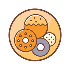 Poster - Delicious vector illustration of assorted cookies and pastries designed for bakery branding and culinary projects