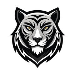 Poster - Stylized vector illustration of a tiger head designed for logos, branding, and clipart, showcasing sharp features and fierce expression suitable for various creative projects
