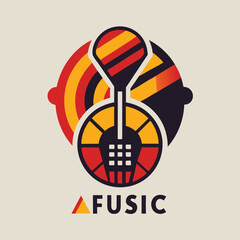 Poster - Cultural vector illustration featuring a tribal figure with musical notes and a basketball, celebrating artistic and athletic expression in a vibrant design