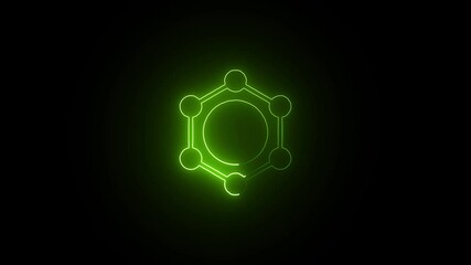 Wall Mural - Neon Green AI Interface on Shadow Background. Glowing Green Tech Icon Over Dark Surface. Green Neon AI Symbol on Black Canvas.