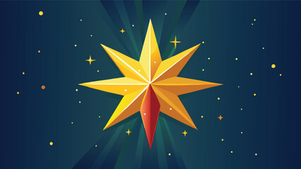 Aufkleber - Bright gold star vector illustration with radiating lines and sparkling background suitable for festive designs or celebrations