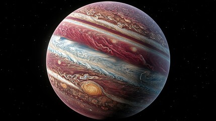 Wall Mural - a close-up image of a red and blue planet surrounded by stars against a black background