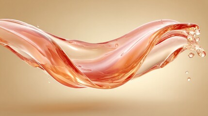 Wall Mural -   A wave-shaped splash of liquid on beige with a droplet of water emerging