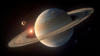 Wall Mural - saturn & moons artwork, with sun in the backdrop
