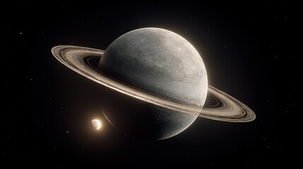Wall Mural - an artist's rendition of saturn and its moon, with the moon in the foreground and the sun in the bac