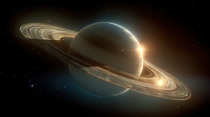 Wall Mural - an artist's depiction of the solar system featuring saturn prominently in both the foreground and ba