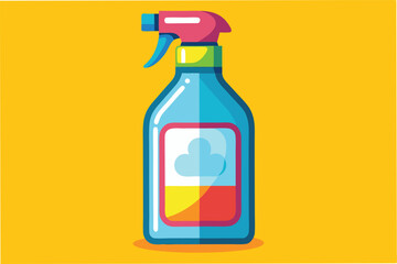 Poster - Colorful vector illustration of a cleaning solution bottle on an orange background depicting vibrant design elements