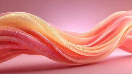 Wall Mural -   A close-up of a pink and yellow wave pattern on a pink background with a faint pink wall in the background