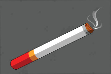 Aufkleber - Vector illustration of a cigarette with smoke rising on a simple background, representing smoking culture and its visual impact in various designs and logos