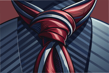 Aufkleber - Stylish tie knot illustration featuring intricate patterns and textures in a vector design suitable for modern branding and artistic projects