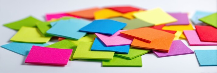 Aufkleber - Colorful Sticker Set Arranged on a Clean White Background Featuring a Variety of Shapes and Vibrant Hues Perfect for Crafts and Decoration