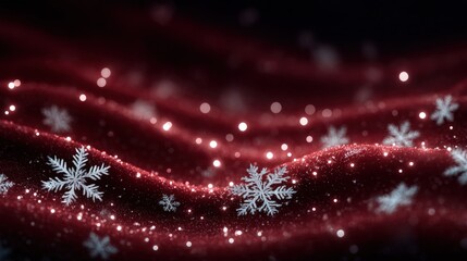 Wall Mural - White snowflakes falling against a red and black gradient background, winter holiday festive design.