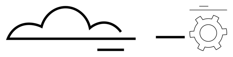 Wall Mural - minimalist cloud with lines and gear icon representing cloud computing, system optimization, and dig