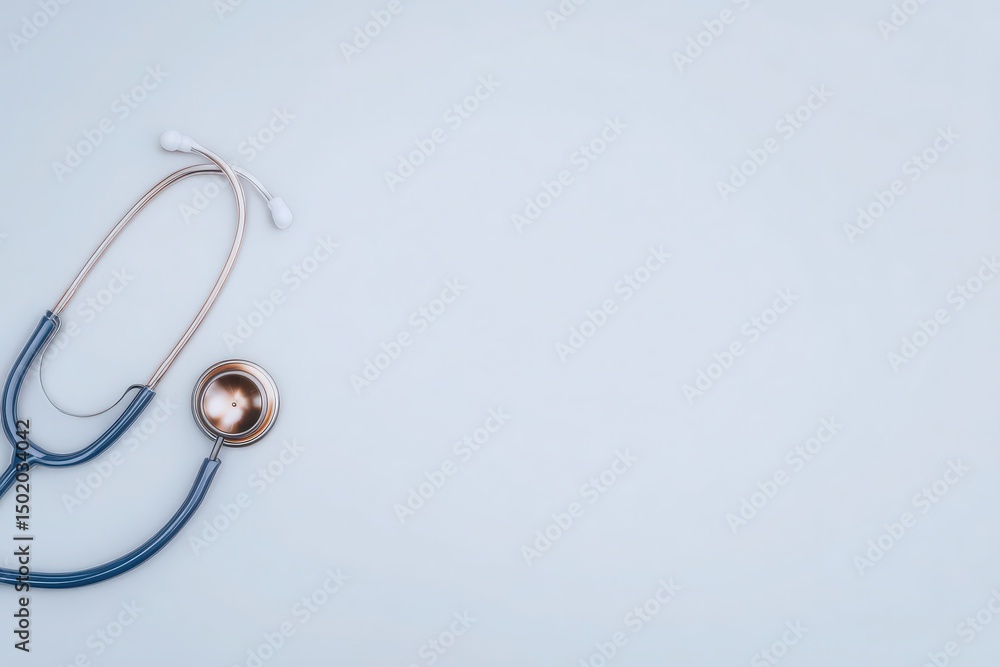 A stethoscope rests on a plain light-colored surface, symbolizing healthcare and medical practices. Its polished metal reflects light, showcasing the importance of medical tools in patient assessment.
