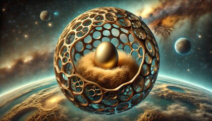 Wall Mural - Futuristic Cosmic Egg Nest.