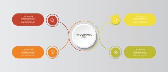 Fototapete - Vector infographic label design with circle infographic template design and 4 options or steps.
