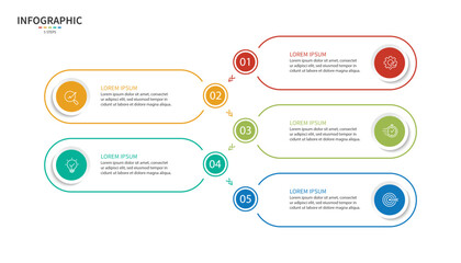Fototapete - Business infographic template. 5 Step timeline journey. Process diagram, Infographic elements vector illustration.	