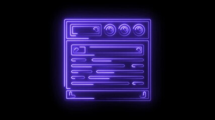 Glowing purple neon interface animation of an application window on a black background