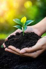 Wall Mural - image persons hands plant soil nails