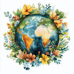 Wall Mural - watercolor illustration flowers foliage surface variety