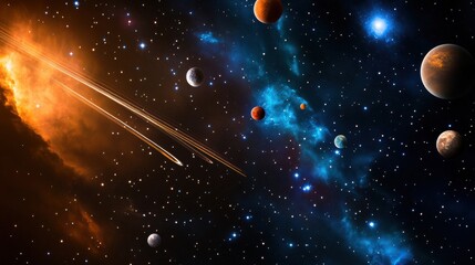 a breathtaking view of the cosmos showcasing planets and celestial phenomena, inspiring awe