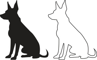 Wall Mural - dog icons set trendy black flat, outline styles. wildlife signs. animal silhouette symbols template 