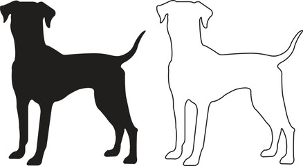 Wall Mural - dog icons set trendy black flat, outline styles. wildlife signs. animal silhouette symbols template 