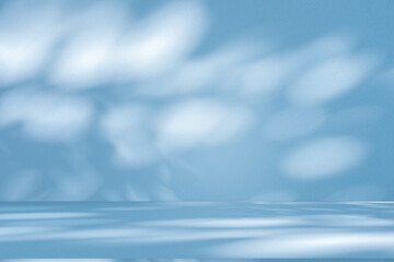 Leinwandbilder - Wall interior background, studio and backdrops show products. with soft light shadow from window color blue and white. background for text insertion and presentation of product	