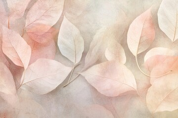 a background of pastel leaves.
