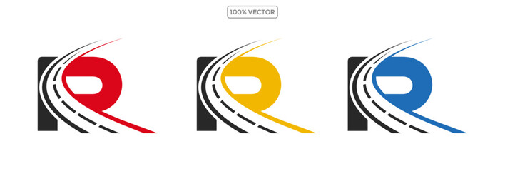 p letter road way logo creative design template in transparant background