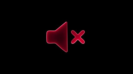 no sound symbol with a muted speaker not allowd icon. 3d graphic of a glowing neon sign icon on black