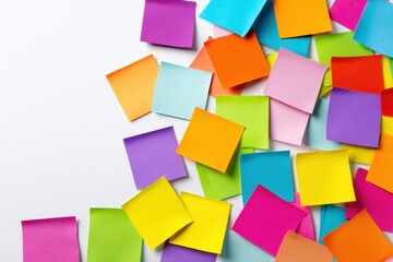 Aufkleber - Colorful Sticker Set Scattered on Clean White Background Showcasing Various Shapes and Sizes for Creative Projects and Organization