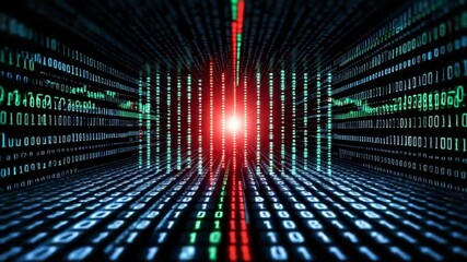 Binary Code Tunnel: A Digital Data Stream Visualization