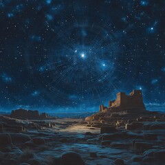 Wall Mural - night in the mountains,generative ai illustration