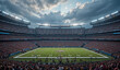 © RizzDesign - Wide angle view of a packed American football stadium before a game. Dramatic sky, anticipation is high!