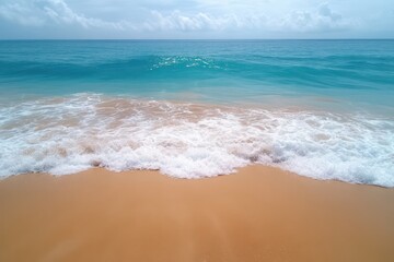 Wall Mural - Sunny beach in Phuket Thailand with turquoise water and gentle waves, Sunny beach of Phuket Thailand Beautiful sea coast with golden sand