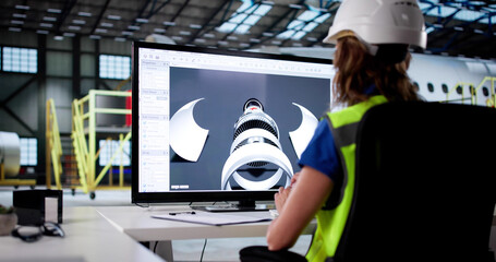 Poster - Engineer Designing Aircraft Model Using 3D CAD Program