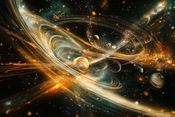 Wall Mural - exploration of abstract space flight through cosmic landscapes and vibrant light trails, abstract sp
