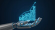 © Graphic Ornaments - Futuristic robotic hand displaying a digital growing business profit and financial growth chart