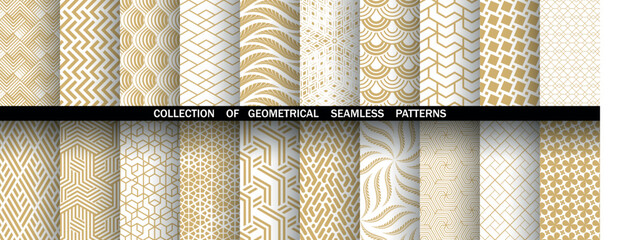 Leinwandbilder - Geometric set of seamless black and golden patterns. Simple vector graphics