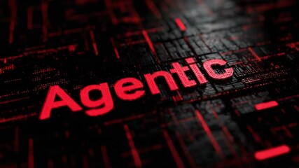 Wall Mural - agentic branding: a striking close-up view illuminates a futuristic brand presentation against a red