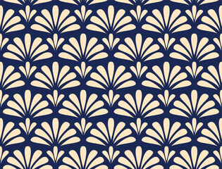 Poster - Flower geometric pattern. Seamless vector background. Golden and dark blue ornament