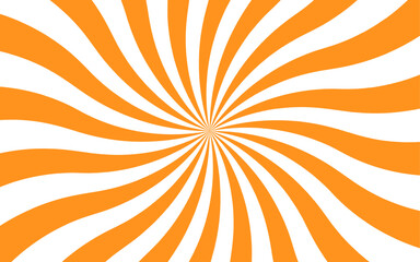 Leinwandbilder - Abstract bold dynamic background with radial burst pattern. Thick, wavy orange rays spiraling vortex or starburst effect. Wavy shapes  fluid sense of motion and distortion, with retro and psychedelic 