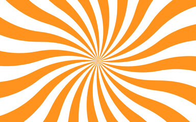 Leinwandbilder - Abstract bold dynamic background with radial burst pattern. Thick, wavy orange rays spiraling vortex or starburst effect. Wavy shapes  fluid sense of motion and distortion, with retro and psychedelic 