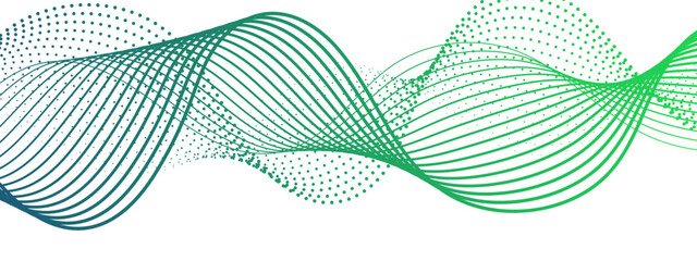 Aufkleber - Abstract modern background with flowing wave design and fine lines and halftone dots. Multiple overlapping sinusoidal curves. Spaced lines and dotted patterns and futuristic, clean, and dynamic,  tech