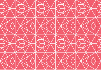 Leinwandbilder - The geometric pattern with lines. Seamless vector background. White and pink texture. Graphic modern pattern. Simple lattice graphic design