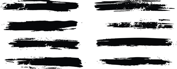 Poster - Black paint brush set of grunge black paint brush strokes. All brush strokes are isolated on white background. Set of grunge black ink brush strokes on white background. 