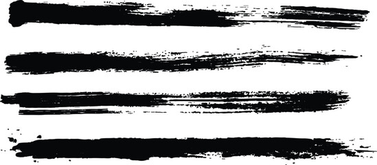 Poster - Black paint brush set of grunge black paint brush strokes. All brush strokes are isolated on white background. Set of grunge black ink brush strokes on white background. 